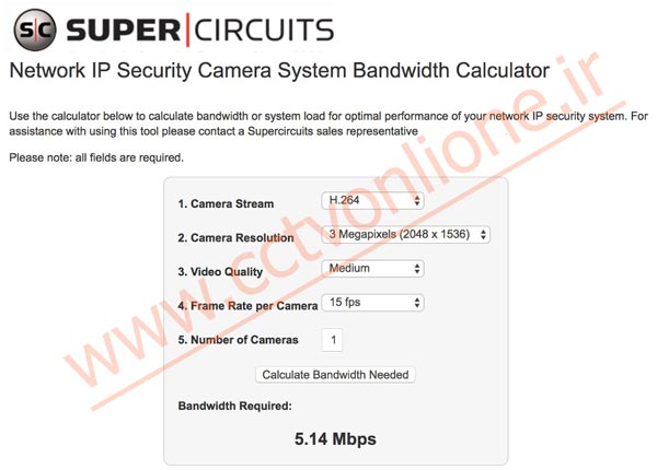 نرم افزار محاسب دوربین مداربسته Supercircuits